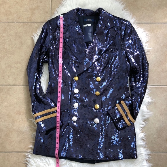 New Ralph Lauren Double Breasted Sequined Blazer - Picture 11 of 16